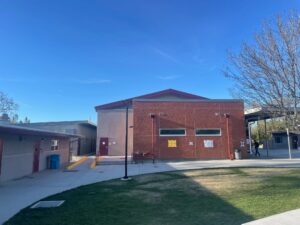 Exterior of Buckingham Collegiate Charter Academy’s new science building, showcasing modern brick design.